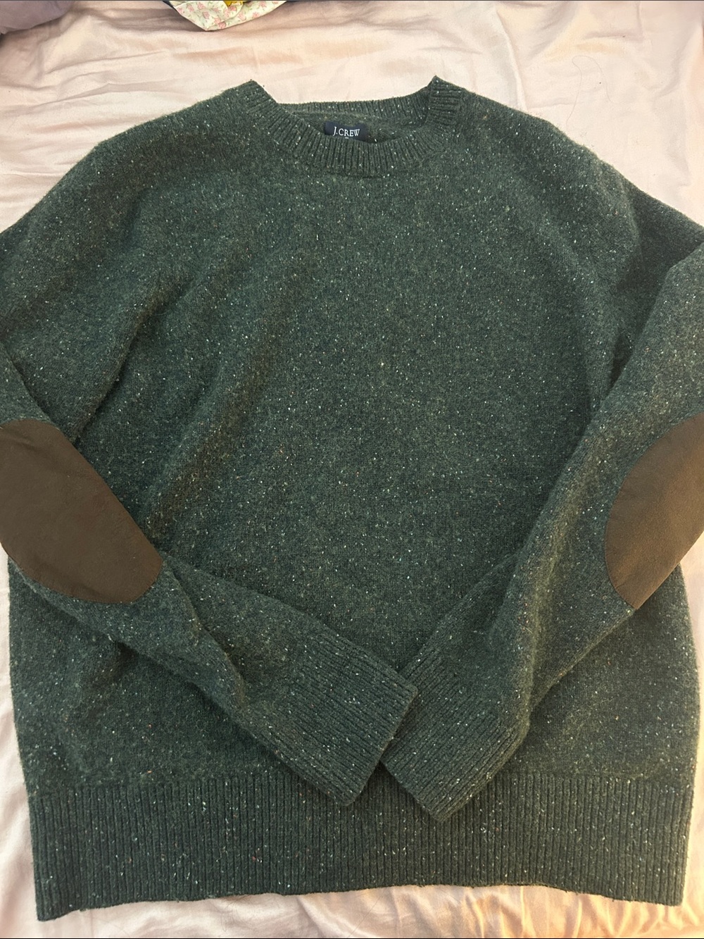 Green speckled wool blend sweater